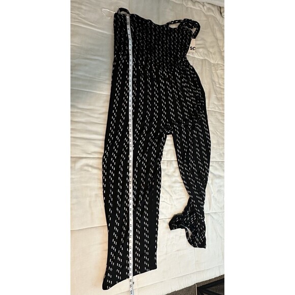 JUNIOR'S Black & White Smocked Wide Leg Jumpsuit SIZE JUNIORS XXL NWT - Picture 3 of 6